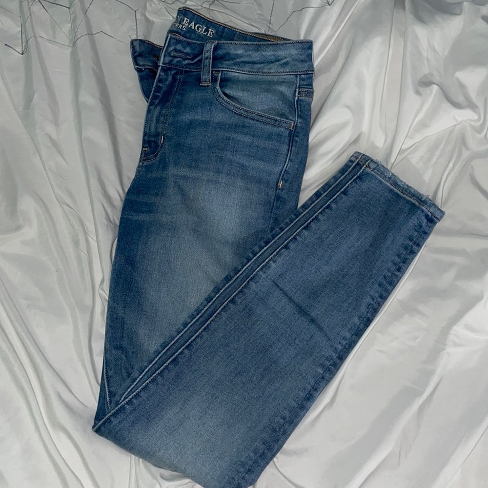 Stretchy skinny blue jeans. Size 8